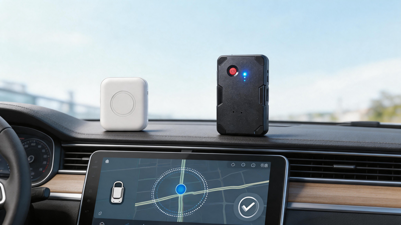 AirTag and 4G GPS tracker comparison for car tracking with smartphone map, geofence alerts, trip history, and no monthly fee vehicle tracking