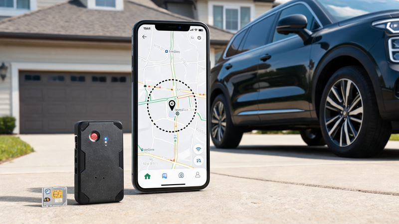 GPS tracker for vehicles with no subscription beside smartphone map, 4G tracking, geofence alerts, trip history, and no monthly fee setup