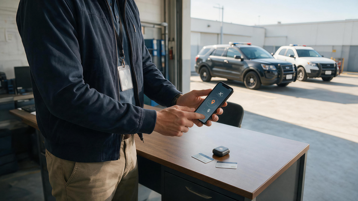 Small security patrol fleet GPS tracking pilot and vehicle checks