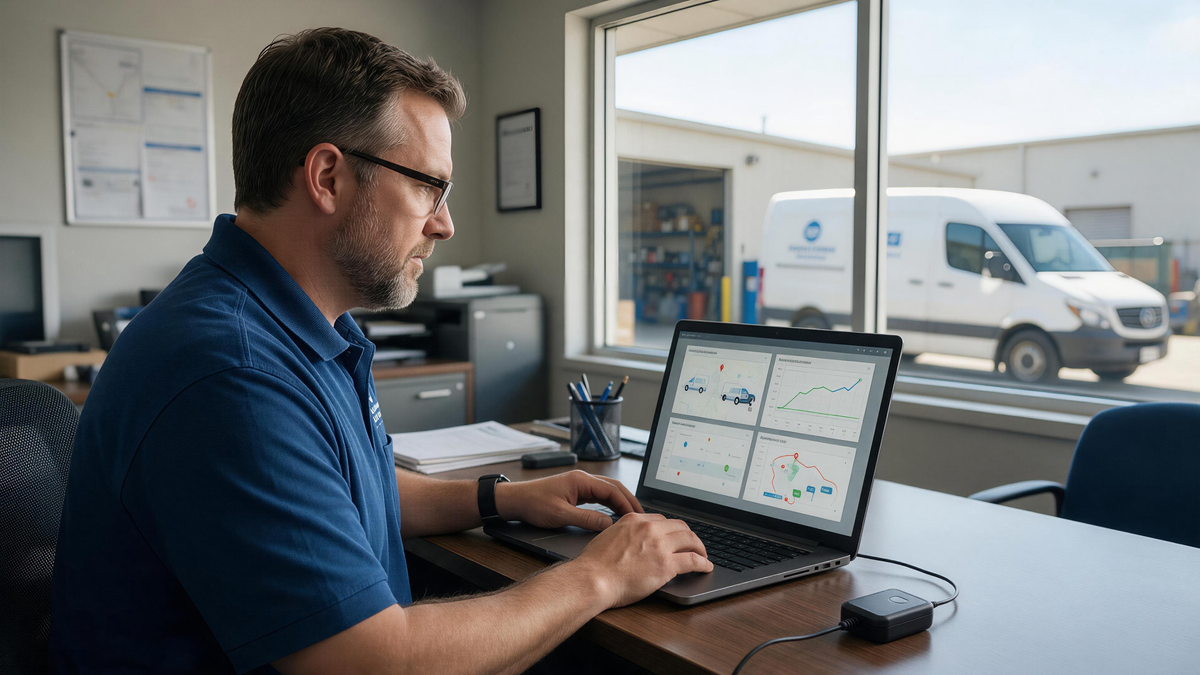 GPS Tracking for Appliance Repair Vehicles: authorized coordinator reviewing an appliance repair van route