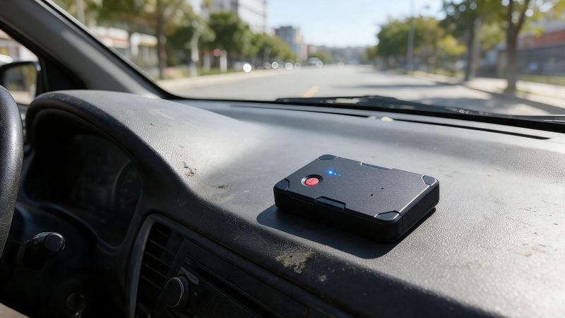 Check Used Car for GPS Tracker: magnetic tracker during an inspection of a used car