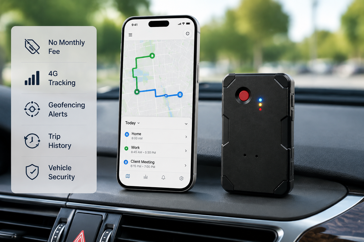 VITALGLOW GPS tracker review no monthly fee vehicle tracking setup